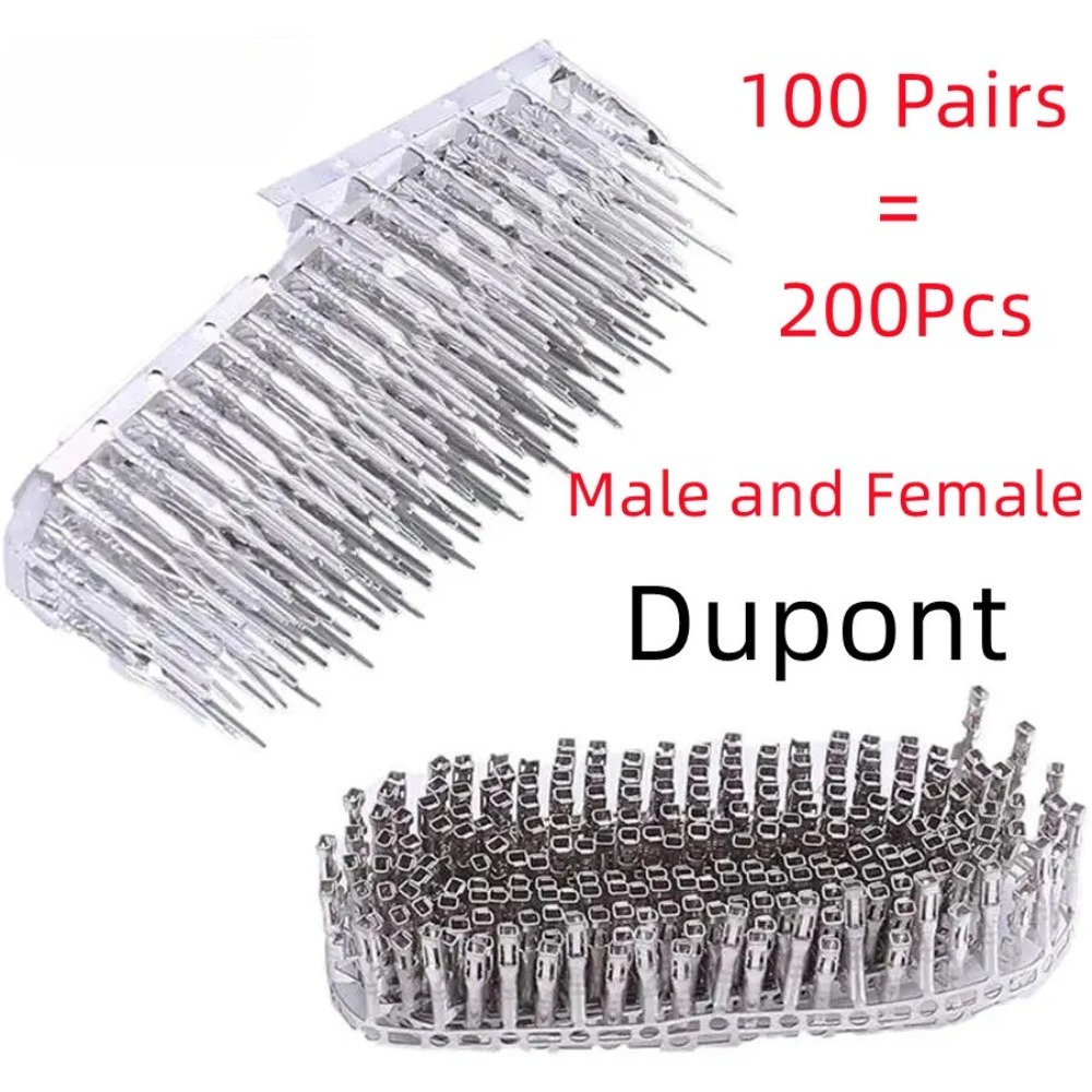 Jumper Wire Kit - Dupont ตัวเชื่อมต่อสายเคเบิลขนาด2.54มม. 100คู่ชุดขั้วต่อแบบพินขั้วเชื่อมต่อตัวผู้และตัวเมียสำหรับจัมเปอร์ที่อยู่อาศัย