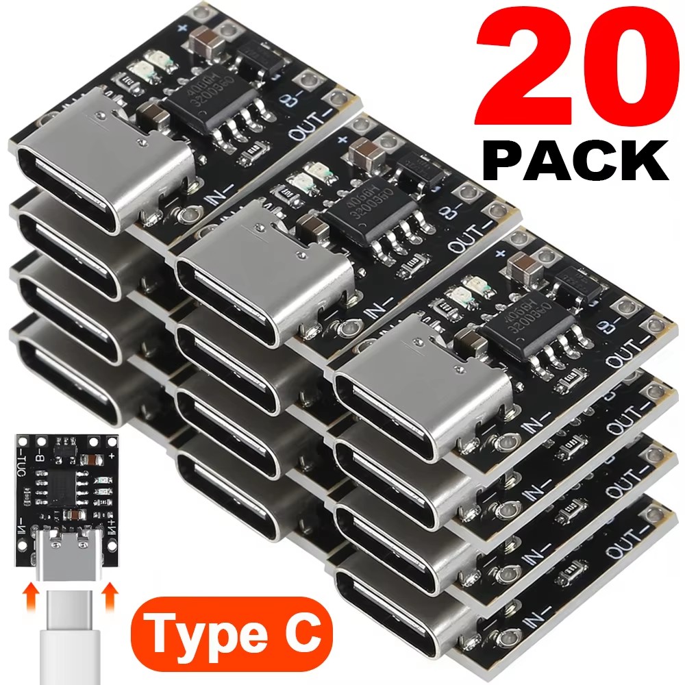 Li Ion Charger Module - 1-20 ชิ้น TP4056 3.7V แบตเตอรี่ลิเธียมชาร์จบอร์ดปลดประจุพร้อมระบบป้องกันยูเอสบี ประเภท-C