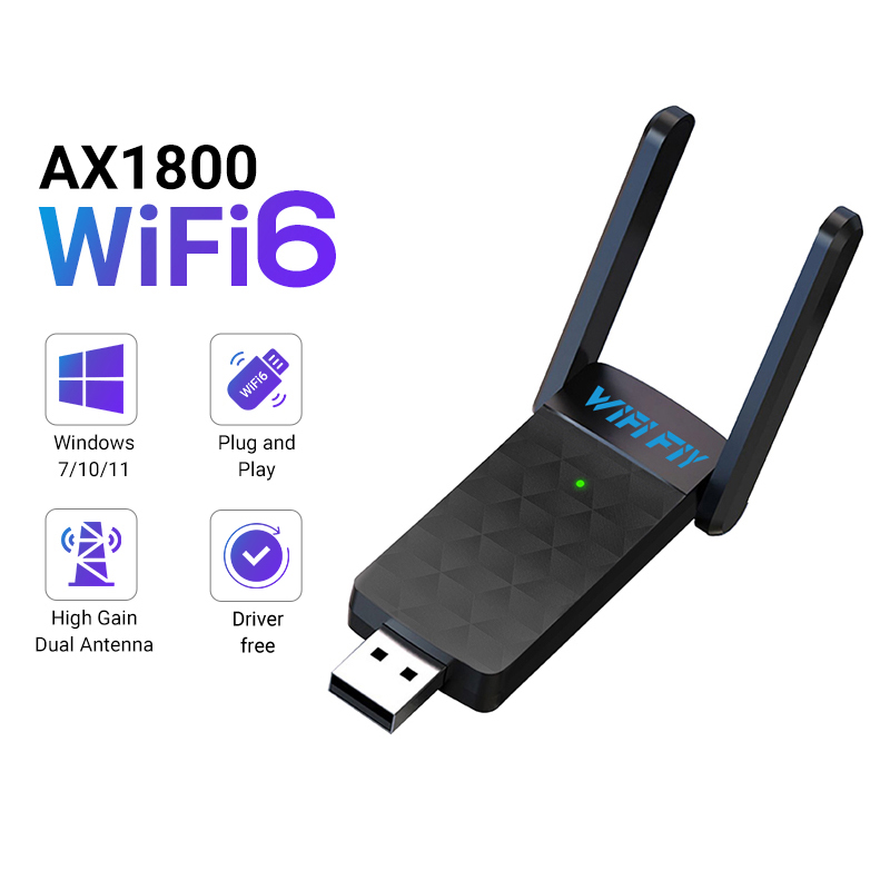 Antenna 2.4Ghz - 1800Mbps WiFi 6 อะแดปเตอร์ USB 5G/2.4GHz