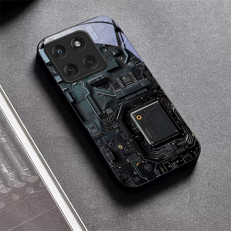 Proto Board - เคสโทรศัพท์ลายแผงวงจร กระจกสีดำ สำหรับ Motorola Moto Edge