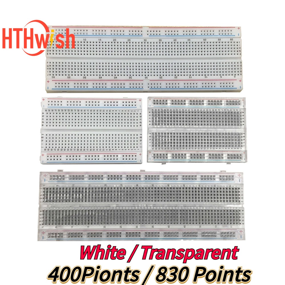 Breadboard 400 Point - 1ชิ้น830/400คะแนนแผงวงจรไม่มีบัดกรีไม่มีบัดกรีหลุม MB102เบรดบอร์ด400Tie papan ujian PCB สำหรับ