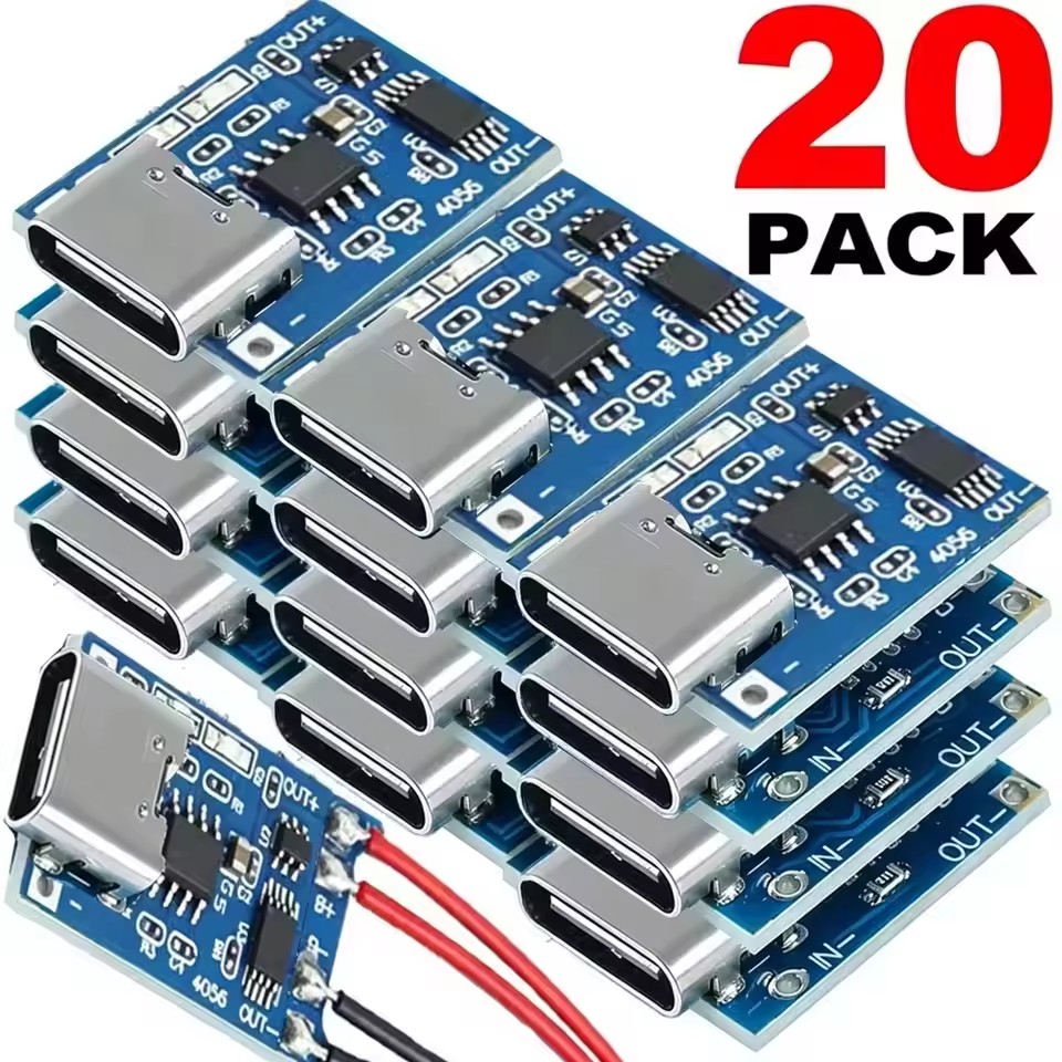 Li Ion Charger Module - 1-20 ชิ้น โมดูลชาร์จแบตเตอรี่ลิเธียม 18650 TP4056 5V