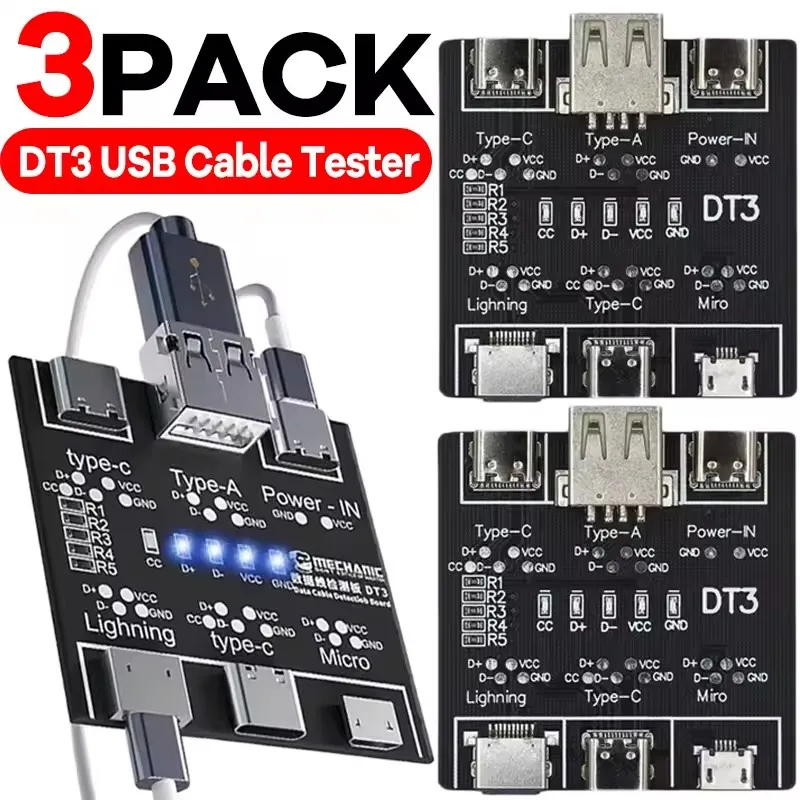 Micro Usb Cable - 1-3 ชิ้น บอร์ดทดสอบสายเคเบิลข้อมูล USB รุ่น DT3