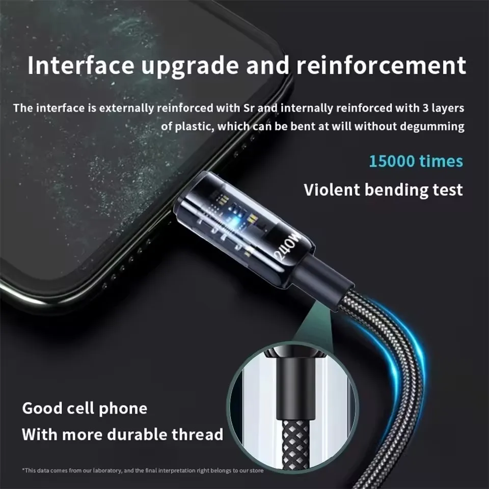 สายชาร์จ USB Type C ไนลอน 240W - Usb C Cable บทวิจารณ์และราคา